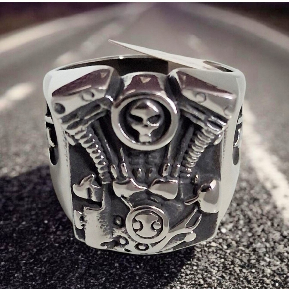 MEN'S BIKER RING STAINLESS STEEL SIZE 9